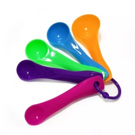 Glamified Kitchen Craft 5 Piece Measuring Spoon Set, Food Grade BPA Free Durable Plastic Kitchen Set 5 Pieces, Multicolour