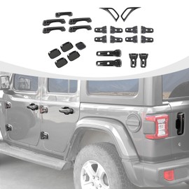 RAZPOY JL 24PCS Exterior Trim Kit, Door Handle Covers & Engine Hood Hinge Trim & Spare Tire Bracket Trim Compatible with 2018-2023 Jeep Wrangler JL 4-Door, ABS Carbon Fiber