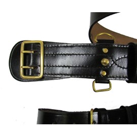 Sam Browne Belt + Shoulder Strap Black Leather Gold Plated Uniform Accessories R240 (Size 42)
