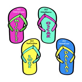Flip Flop Magnet for Cruise Cabin Door. Carnival Cruise. Holland America. Royal Caribbean. Princess Cruise. Norwegian Cruise. Celebrity Cruises. MSC Cruises. Viking Cruises