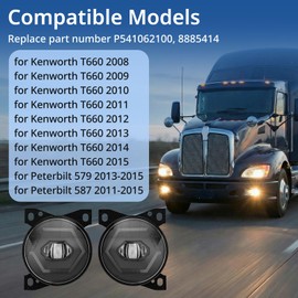 High Soar LED Fog Light for Kenworth T660 (2008-2015) Truck, Front Lamp with Bulbs LED Fog Lights Replacement Waterproof for Peterbilt 579/587 Driver & Passenger Left & Right Side (A Pair)