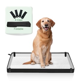 HQ4US 4LEGS Large Portable Dog Pee Pads Holder for Travel, Puppy Pad Holder Foldable Liner Base 44''x34'' Training Pad Holder with Fixing Clips, Dog Litter Box Waterproof, Easy Clean,Indoor Potty