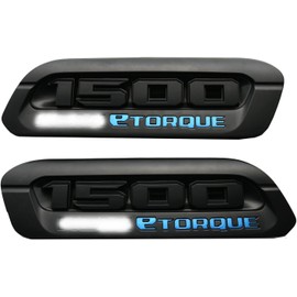 Pair Set 1500 Etorque Exterior Badges Emblems Hood Left Right Side Badge Compatible with fits 1500 68500543AA 68500544AA (Black Blue)