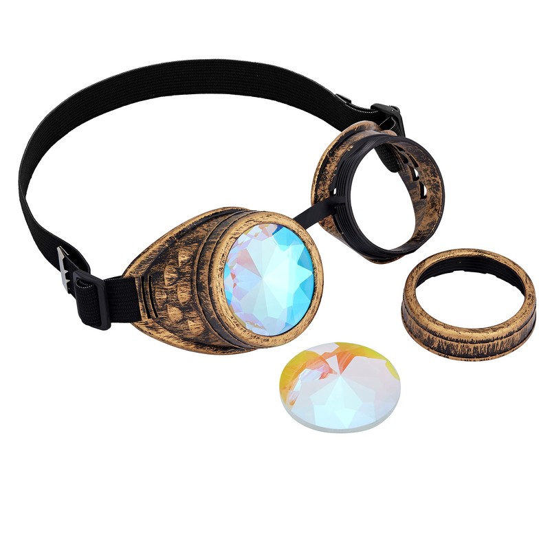 Raves Glasses with Rainbow Crystal Glass Lens Kaleidoscope Goggles Funky