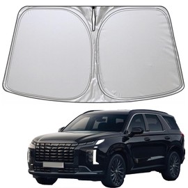 Foldable Sun Shade WODSTA Full Coverage Windshield Sunshade fit for Hyundai Palisade 2020-2025 4-Layer Thickened Windows Visor 240T Polyester Windshield SunShade fit for Palisade Accessories 2020-2025