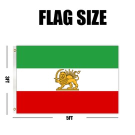 Old Historic Iran Iranian Flag 3x5Ft,Iranian Flags for Outdoor and Indoor Decor Banner,Iran Polyester Flags with Brass Grommet