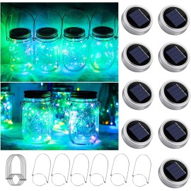 Unbranded 9 Pack Solar Mason Jar Starry String Light Lids 20 LED Fairy Firefly Light Inset