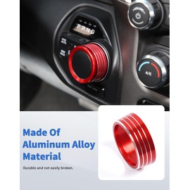 DSWSQ Headlight and Gear Shift Switch Knob Cover for 2018+ Dodge RAM Interior Accessories, Headlamp and Gear Shift Adjust Control Switch Button Cover Ring Trim, Red