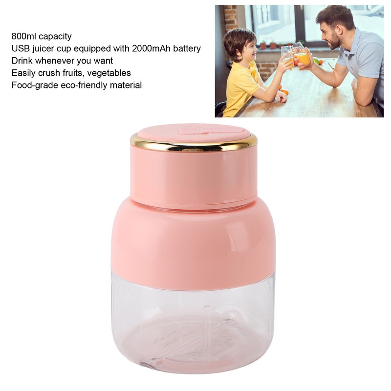 Portable Blender 800ml Capacity Electric Portable Juice Cup USB Rechargeable