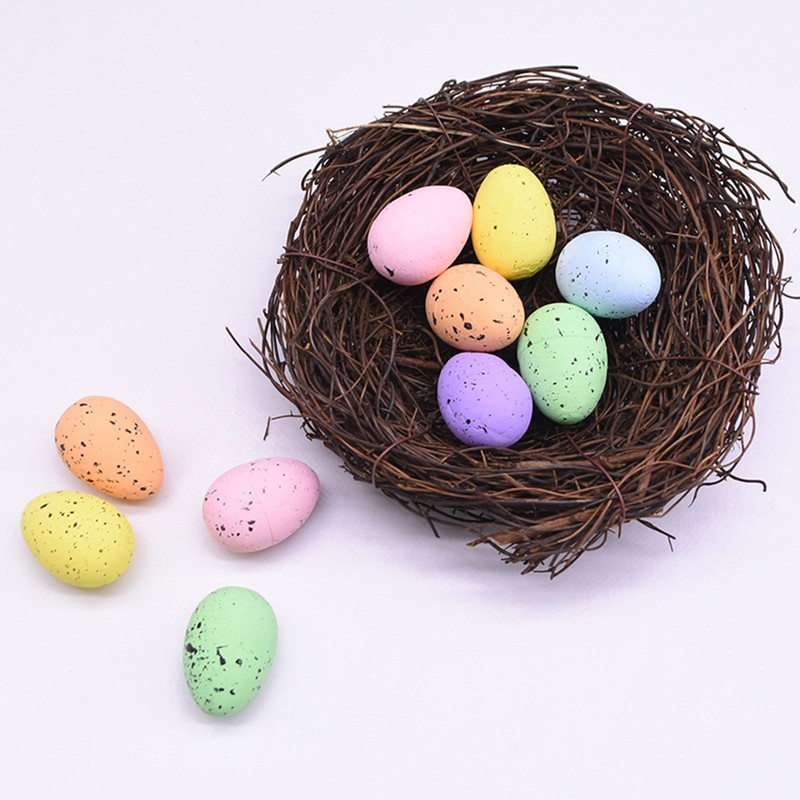 100PCS Colorful Foam Eggs Easter Egg Ornaments Crafts Birds Eggs