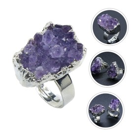 LIFKOME 1Pc Irregular Amethyst Ring for Women Unique Delicate Jewelry Chic Hand Decoration for Family and Friends Fashion Accessory