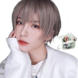 MGRANDE wig premium line 【 active top stylist produce 】 6 items set inner color line men's original wig short small face effect（gray meshespink DY53A）