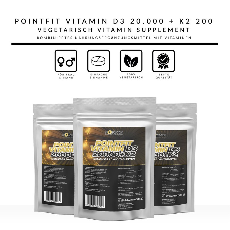 Vitamin D3 20,000 IU + Vitamin K2 MK7 200 mcg