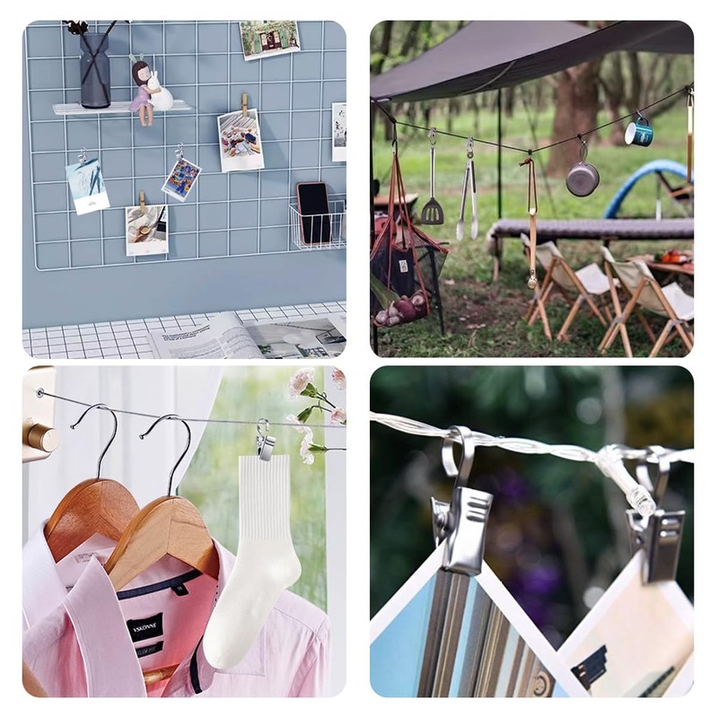 KaiYi 60pcs Curtain Clips Curtain Hooks 430 Stainless Steel Curtain