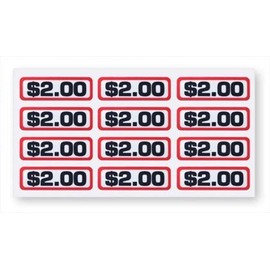 Norton Supply Coin Slide Decals - 12 Waterproof Poly Vinyl Numbered Adhesive Labels, Indoor and Outdoor Use - Coin Replacement & Dollar Amount Classification,$2.00