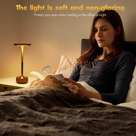 Bedside Lamp with Touch Control, Wireless LED Desk Lamp, Portable USB Charging, 3 Lighting Colours, Dimmable Table Lamp for Bedroom, Office, Living Room, Bar, Restaurant, Decoration, Gift