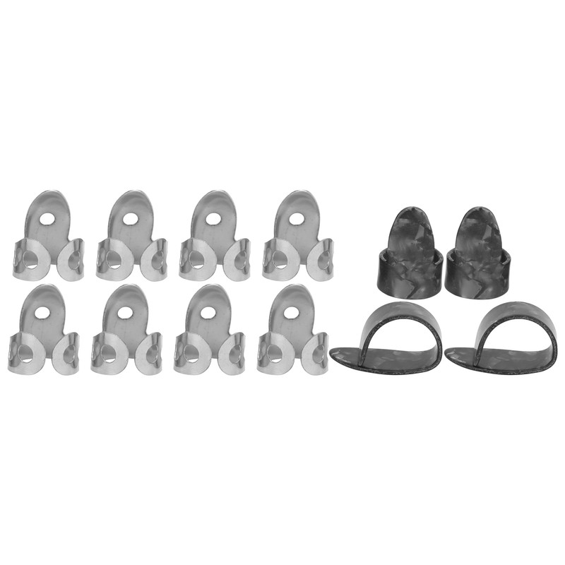 12Pcs Finger Picks Metal Celluloid Index Thumb Cots Guitar Playing