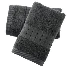 sense gnosis Grey Hand Towel Set of 2 Soft Absorbent Face Towels 100% Cotton Checkered Decorative Hand Towels for Bathroom Hotel Shower, 13 X 29 Inch