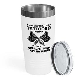 Flairy Land Tattoo Artist White Tumbler 20oz - tattooed woman - Tattoo Gifts Tipping Skin Deep Ink Tattoo Lover Tattooing Tattooist