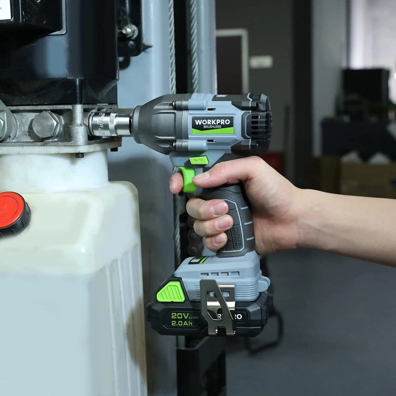 WORKPRO 1/2'' Cordless Impact Wrench Brushless 20V 1 Hour Fast