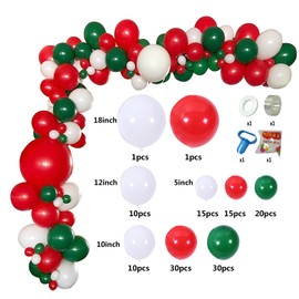 Balloons Garland Kit Red Green and White Balloons with Different Sizes for Wedding Birthday Festival Party Decoration