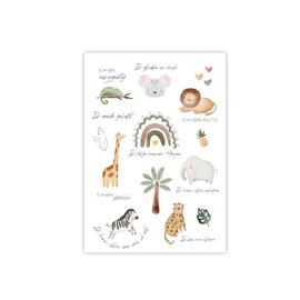 Affirmationsposter DIN A4 | Affirmationen für Kinder | Bilder Kinderzimmer Deko | Poster | Kinderposter (Dschungeltiere)