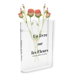 KJLEEN Acrylic Book Vase for Flowers, Book Vase, Tulip Vase, Clear Book Vase, Transparent Flower Vase, Book-shaped Vase for Flower Arrangements, Home Decoration, Office Decoration