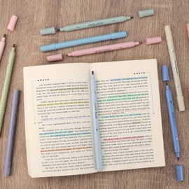 EooUooIP Dual Tip Highlighters, 12 Pack, Cream Colors, Bible Highlighters and Pens No Bleed, Cute Highlighters With Chisel Tip and Bullet Tip, Quick Dry, Bible Study Journaling School Office Supplies