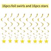 Gold Twinkle Stars Hanging Swirls Decorations Ceiling Swirl Foil Decoration