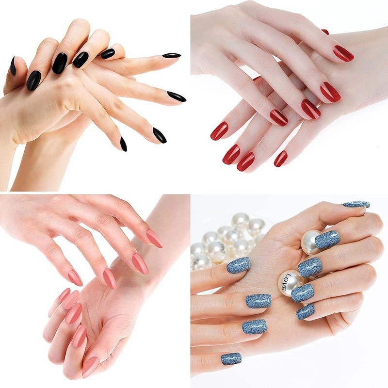 Nail Polish Strips - Solid Color, DANNEASY 24 Sheets Adhesive