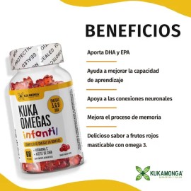 Aprendizaje y Memoria – DHA, EPA y Omega 3 para Niños | 60 Gomitas de Sabor Frutos Rojos | Apoya el Desarrollo Cognitivo y la Concentración | Ideal para el Bienestar Infantil | Apto para niños 2 años