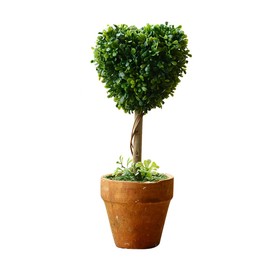 YZZY 8“ Artificial Boxwood Topiary Small Fake Plant with Pot, Mini Greenery Tabletop, Shelf Decorations, Faux Plant for Indoor & Home Decor (1 PCS, Heart)