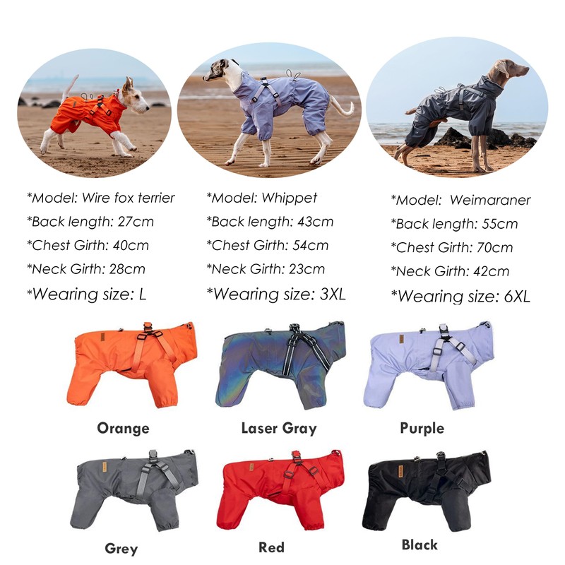 BT Bear Dog Harness Raincoat,Adjustable 4 Legs Dog Jacket with