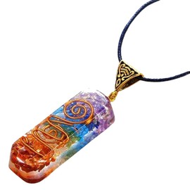 DEEPOW ANLACOCN Healing 7 Chakra Necklace with Rainbow Crystals Orgone Energy Generator for Balancing 7 Chakras, Meditation Yoga Spiritual Jewelry