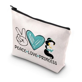WSNANG Princess Jasmine Cosmetic Makeup Bag Fairy Tales Makeup Bag Princess Zipper Pouch Bag Princess Birthday Gift for Daughter (Jasmine bag)
