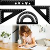 8Pcs Black & Green Maths Protractor Set, Triangle Rulers Metal