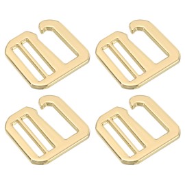 QUARKZMAN Pack of 4 20 mm / 0.79 Inch Metal G-Hook Strap Adjuster Flat Tri-Glide Slider Buckles for Backpack Strap Webbing Light Gold, Light gold