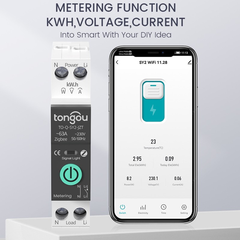 TONGOU Tuya ZigBee Intelligent Circuit Breaker with Metering 1P 63A