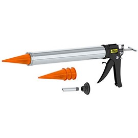 Albion Engineering Company DL-45-T17 Professional Line Special Deluxe Manual Bulk Caulking Gun with Metal Nozzle, Metal Adapter & 3 Orange Cone Nozzles, 20 oz