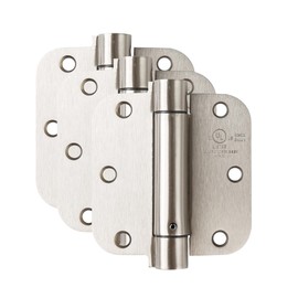 HASWARE Self Closing Commercial Door Hinge: 3.5 Inch Spring Hinges - Adjustable Door 1/2 Inch Radius Corners - for Garage Wooden Door or Bathroom, UL Listed (Satin Nickel, 3Pack)