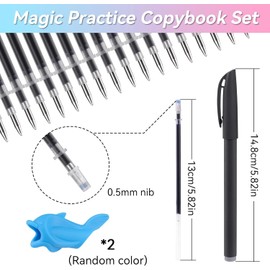 YSTrillion Erasable Pen Set, 2 Pieces Magic Pens with 20 Refills and 2 Pen Holders, Erasable Ballpoint Pen for Children, Students, Adults (0.5 mm)