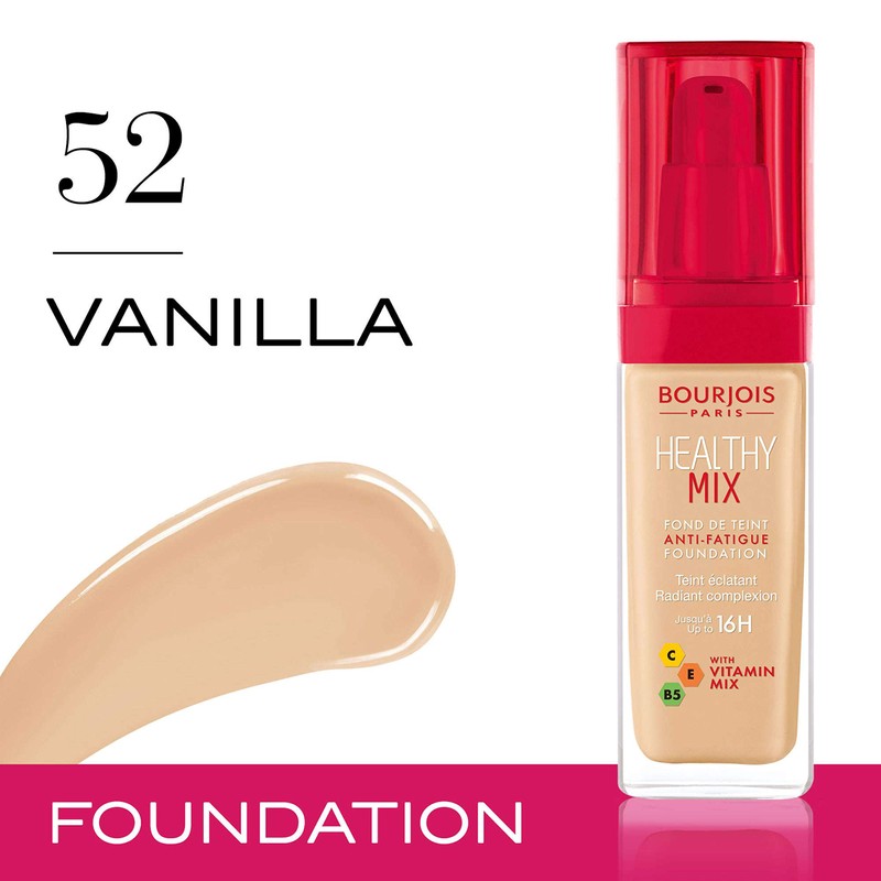 Bourjois Healthy Mix Anti-Fatigue Medium Coverage Liquid Foundation 52 Vanilla,