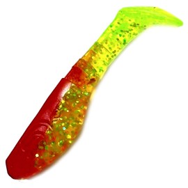 Relax Kopyto 3L Classic 3 Inch Rubber Fish Approx. 8 cm Colour Green Glitter Red Set of 10 Soft Bait