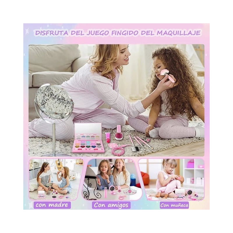 Juego De Maquillaje De Niñas 20 Pcs Rosa Sirena BLOSOOM