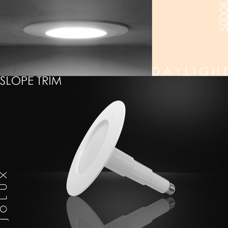 Jolux 4-Pack 5/6" LED Can Lights Retrofit Recessed Lighting,12W=60W,5000K Daylight,800
