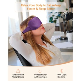 FACEMOON Eye Mask for Sleep – 3D Weighted Blackout Design, Zero Pressure on Eyelashes, Soft Memory Foam Blindfold –Perfect for Travel, Meditation & Teacher Breaks, Comfortable & Light-Blocking–Purple