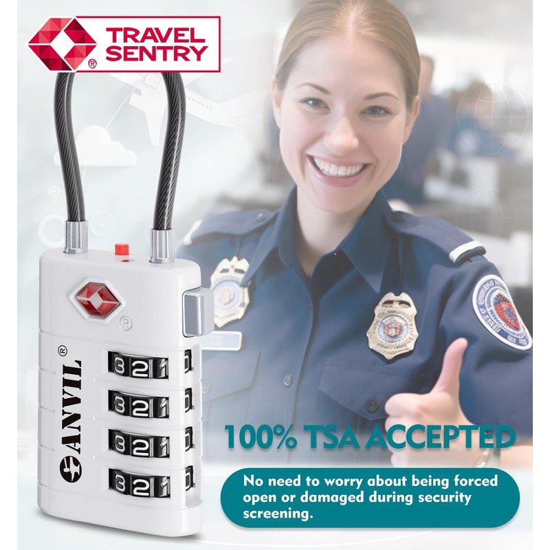 ANVIL 4 Digit Luggage Locks, TSA Locks for Luggage, Advanced