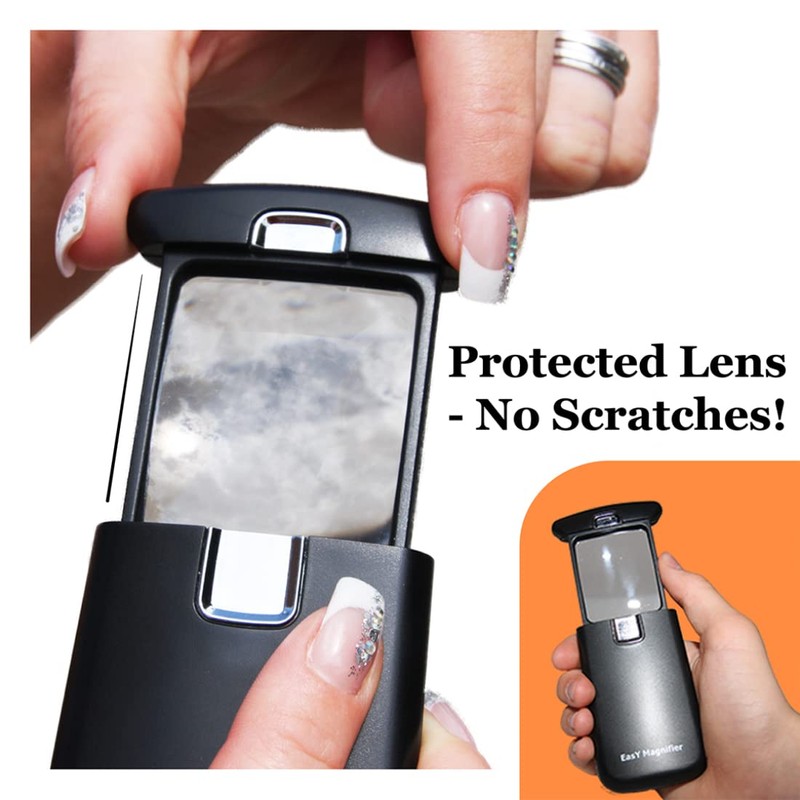 EasY Magnifier Small Pocket Magnifying Glass 3.0X Magnification with LED