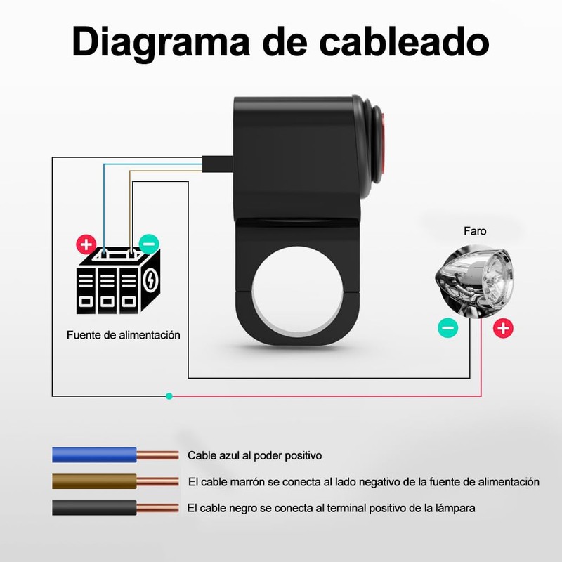 SLNXA Interruptor Para Moto 2 Pasos Aluminio Luces Switch 22mm