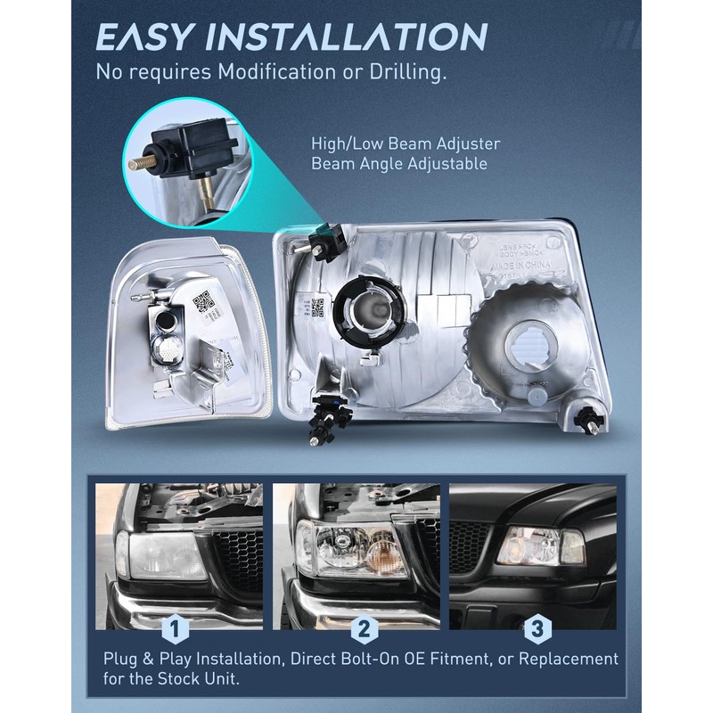 Nilight Headlight Assembly for 2001 2002 2003 2004 2005 2006